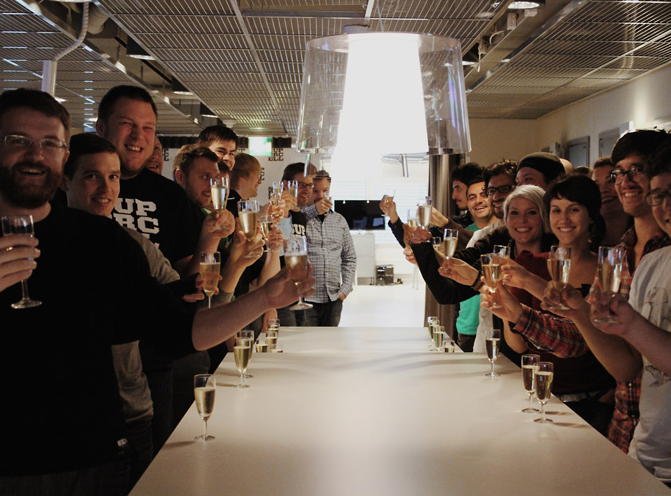 2013 Champagne celebration at the office