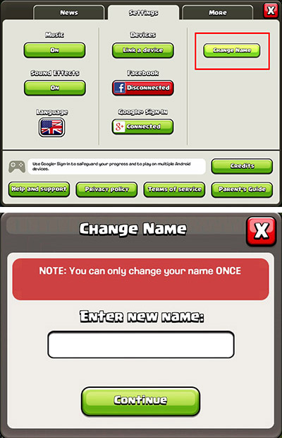 Name Change Option